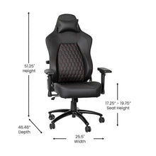Load image into Gallery viewer, High Back Gaming Chair with 4D Armrests, Black with Red Stitching
