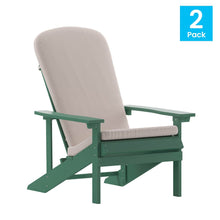 Load image into Gallery viewer, Set of 2 Adirondack Chairs in Green with Cream Cushions, Porch, and Patio
