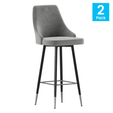 Load image into Gallery viewer, Set of 2 Bar Height Stools with Solid Black Metal Frames, Gray
