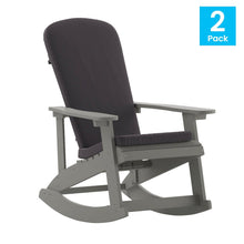 Load image into Gallery viewer, Set of 2 Adirondack Rocking Chairs in Gray with Gray Cushions, Porch, and Patio
