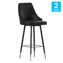 Load image into Gallery viewer, Set of 2 Bar Height Stools with Solid Black Metal Frames, Black
