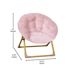 Load image into Gallery viewer, 23" Kids Cozy Mini Folding Saucer Chair, Moon Chair, Blush/Soft Gold
