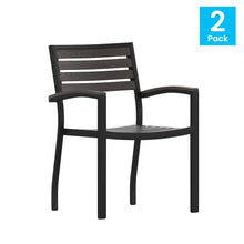 Load image into Gallery viewer, Set of 2 Outdoor Stackable Faux Teak Side Chairs
