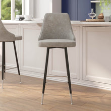Load image into Gallery viewer, Set of 2 Bar Height Stools with Solid Black Metal Frames, Gray
