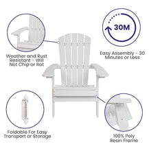 Load image into Gallery viewer, Set of 2Folding Adirondack Chairs in White with Gray Cushions, Porch, and Patio
