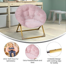 Load image into Gallery viewer, 23" Kids Cozy Mini Folding Saucer Chair, Moon Chair, Blush/Soft Gold
