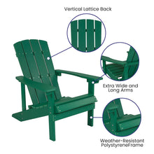 Load image into Gallery viewer, Set of 2 Adirondack Chairs in Green with Cream Cushions, Porch, and Patio
