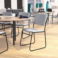 Load image into Gallery viewer, 500 lb. Capacity High Density Gray Fabric Stacking Chair with Sled Base
