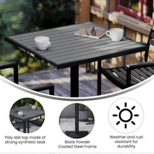 Load image into Gallery viewer, Patio Bistro Dining Table with Faux Gray Wash Teak Poly Slats, 30" Square
