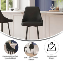 Load image into Gallery viewer, Set of 2 Bar Height Stools with Solid Black Metal Frames, Black
