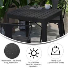 Load image into Gallery viewer, 31.5" Black Steel Patio Dining Table for 4 with Black Poly Resin Slatted Top
