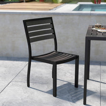 Load image into Gallery viewer, Outdoor Stackable Side Chair with Gray Wash Faux Teak Poly Slats, Set of 2
