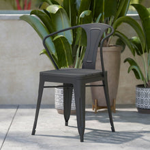 Load image into Gallery viewer, Indoor/Outdoor Black Stacking Arm Chair, Set of 2
