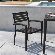 Load image into Gallery viewer, Set of 2 Outdoor Stackable Faux Teak Side Chairs
