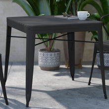 Load image into Gallery viewer, 31.5" Black Steel Patio Dining Table for 4 with Black Poly Resin Slatted Top

