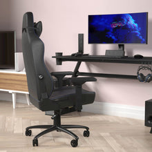 Load image into Gallery viewer, High Back Gaming Chair with 4D Armrests, Black with Blue Stitching
