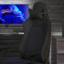 Load image into Gallery viewer, High Back Gaming Chair with 4D Armrests, Black with Blue Stitching
