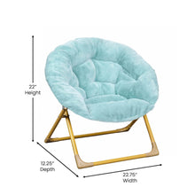 Load image into Gallery viewer, 23" Kids Cozy Mini Folding Saucer Chair, Moon Chair, Dusty Aqua/Soft Gold
