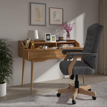 Load image into Gallery viewer, Gray Fabric Classic Executive Swivel Office Chair with Driftwood Arms and Base
