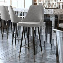 Load image into Gallery viewer, Set of 2 Bar Height Stools with Solid Black Metal Frames, Gray
