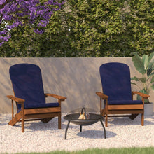 Load image into Gallery viewer, Set of 2 Adirondack Chairs in Teak with Blue Cushions for Deck, Porch, and Patio
