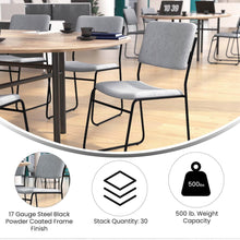 Load image into Gallery viewer, 500 lb. Capacity High Density Gray Fabric Stacking Chair with Sled Base
