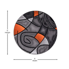 Load image into Gallery viewer, 5' x 5' Round Orange Abstract Area Rug - Olefin Rug
