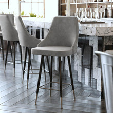Load image into Gallery viewer, Set of 2 Counter Height Bar Stools with Solid Black Metal Frames, Gray
