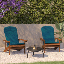 Load image into Gallery viewer, Set of 2 Adirondack Chairs in Teak with Teal Cushions for Deck, Porch, and Patio
