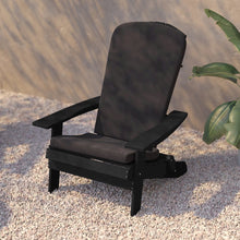 Load image into Gallery viewer, Set of 2Folding Adirondack Chairs in Black with Gray Cushions, Porch, and Patio
