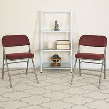 Load image into Gallery viewer, Triple Braced &amp; Double Hinged Burgundy Fabric Metal Folding Chair pack of 4
