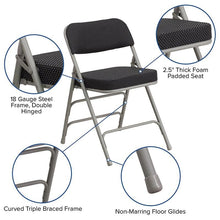 Load image into Gallery viewer, Triple Braced &amp; Double Hinged Black Pin-Dot Fabric Metal Folding Chair pack of 4
