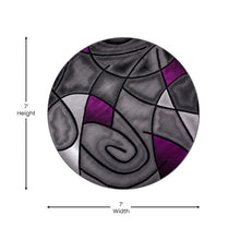 Load image into Gallery viewer, 7' x 7' Round Purple Abstract Area Rug - Olefin Rug
