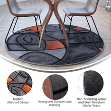Load image into Gallery viewer, 5' x 5' Round Orange Abstract Area Rug - Olefin Rug

