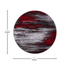 Load image into Gallery viewer, 7' x 7' Round Red Abstract Area Rug - Olefin Rugs
