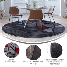 Load image into Gallery viewer, 7' x 7' Round Red Abstract Area Rug - Olefin Rug
