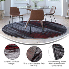 Load image into Gallery viewer, 7' x 7' Round Red Abstract Area Rug - Olefin Rugs
