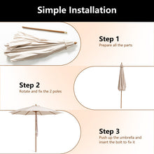 Load image into Gallery viewer, 10 Feet Patio Umbrella with 8 Wooden Ribs and 3 Adjustable Heights-Beige
