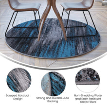 Load image into Gallery viewer, 5' x 5' Round Blue Abstract Area Rug - Olefin Rugs
