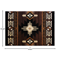 Load image into Gallery viewer, 5' x 7' Chocolate Traditional Southwestern Area Rug - Olefin Fibers
