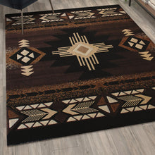 Load image into Gallery viewer, 5' x 7' Chocolate Traditional Southwestern Area Rug - Olefin Fibers
