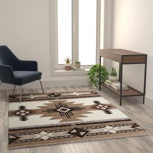 Load image into Gallery viewer, 5' x 7' Ivory Traditional Southwestern Area Rug - Olefin Fibers
