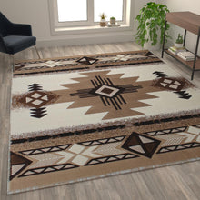 Load image into Gallery viewer, 8' x 10' Ivory Traditional Southwestern Area Rug - Olefin Fibers
