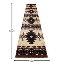 Load image into Gallery viewer, 3' x 16' Brown Traditional Southwestern Area Rug - Olefin Fibers
