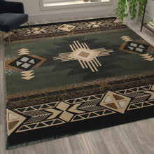 Load image into Gallery viewer, 8' x 10' Sage Traditional Southwestern Area Rug - Olefin Fibers

