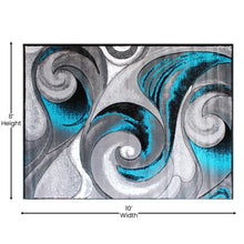 Load image into Gallery viewer, 8' x 10' Olefin Turquoise Ocean Waves Pattern Area Rug
