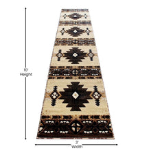 Load image into Gallery viewer, 2' x 10' Brown Traditional Southwestern Area Rug - Olefin Fibers
