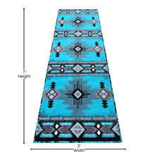 Load image into Gallery viewer, 2' x 7' Turquoise Traditional Southwestern Area Rug - Olefin Fibers
