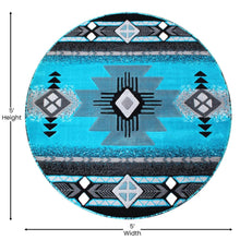 Load image into Gallery viewer, 5' x 5' Turquoise Traditional Southwestern Area Rug - Olefin Fibers
