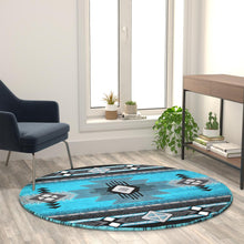Load image into Gallery viewer, 5' x 5' Turquoise Traditional Southwestern Area Rug - Olefin Fibers
